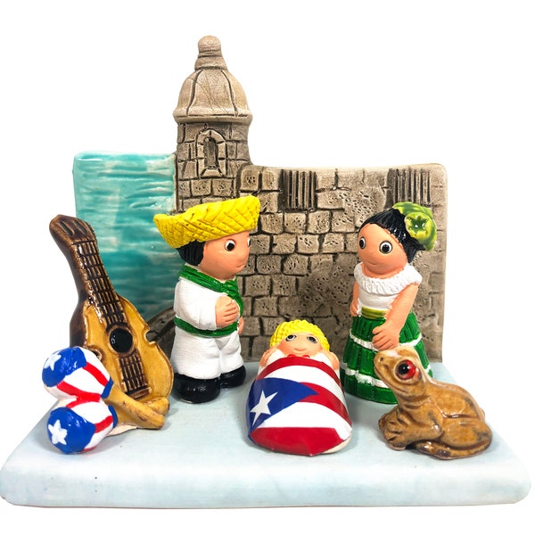 Puerto Rico El Morro Nativity Scene - Handmade in Clay - 1 block - 3.4"X2.4"X3.4" high, Old San Juan, Borinquen, Boricua, Isla del Encanto