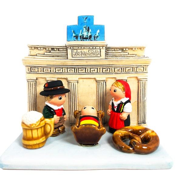 German Nativity Scene - Handmade in Clay - 1 block - 3.8"X2.2"X2.9" high, Berlin, Brandenburg Gate, Charlottenburg Palace, Gendarmenmarkt