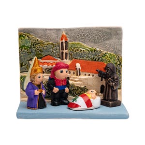 Libanese kerststal – handgemaakt van klei – 1 blok – 3,5 x 2,3 x 2,9 inch – St. Charbel en Annaya, klooster, Libanon