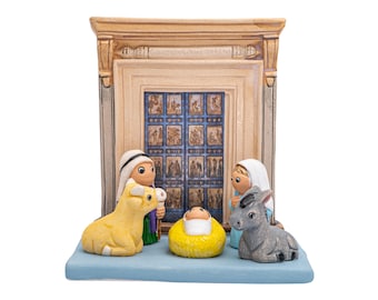 Presepe del Giubileo della Porta Santa – Fatto a mano in argilla – 1 blocco – 3,5" x 2,3" x 2,9" – Jubileo Puerta Santa