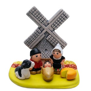 Belén holandés - Hecho a mano en arcilla - 1 bloque - 3.4"X2.4"X3.4" アルト、Países Bajos、Holanda、Molino holandés