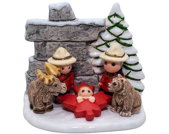Canadian I Nativity Scene - Handmade in Clay - 1 block - 3.1&quot;X2.2&quot;X2.8&quot; high, Canada, Royal Canadian Mounted Police, Inukshuk, The Mounties