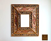 Colonial Medallion Mirror (eglomise) - Dark Green White Color Combination - 15.4 quot x 13.4 quot , Luxury Mirror, Exclusive