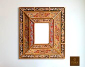 Colonial Medallion Mirror (eglomise) - Terracota, Dark Green Cream Color Combination - 15.4 quot x 13.4 quot , Luxury Mirror, Exclusive