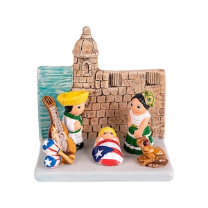 Puerto Rico El Morro Nativity Scene - Handmade in Clay - 1 block - 3.4&quot;X2.4&quot;X3.4&quot; high, Old San Juan, Borinquen, Boricua, Isla del Encanto