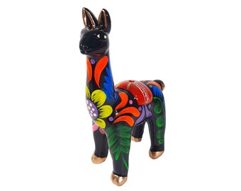 Llama Ceramic Figurine, hand painted in ceramic - 4.7" / 12 cm high, Pottery Sculpture, Made of Clay, Painted by hand, Multicolor