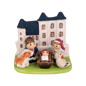 Belén belga - Hecho a mano en arcilla - 1 bloque - 8,6 x 6,1 x 8,6 cm de alto, Bruselas, Charleroi, Brujas, Anderlecht