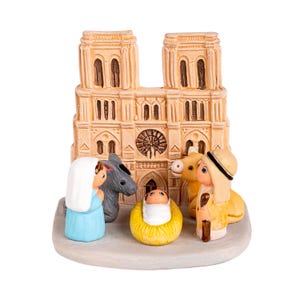 Notre-Dame Krippe - Handgemacht aus Ton - 1 Block - 9,5 x 6 x 9 cm, Frankreich, Paris, Kathedrale, Katholik, Eiffelturm