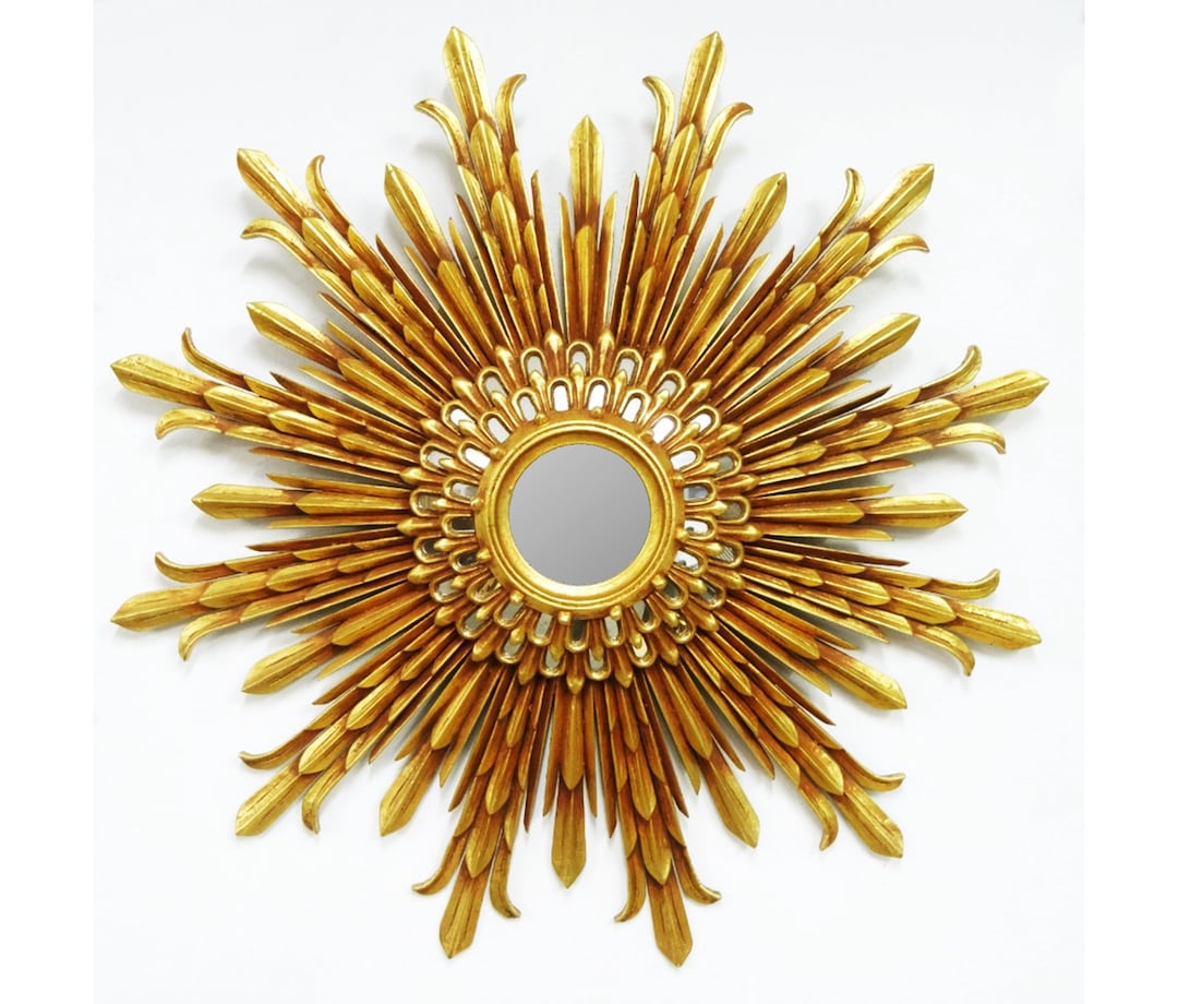 Sunburst Accent Mirror 38.2, Made to Order Gilded With Gold or Silver