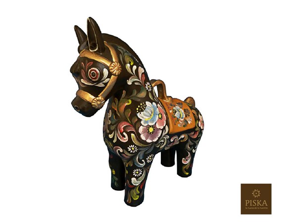 陶器に半絵付けされた馬 - 高さ12.6インチ、置物、陶芸彫刻、ペルー製