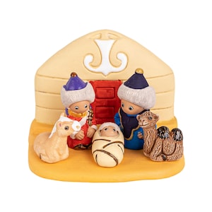 Presepe mongolo "A" - Fatto a mano in argilla - 1 blocco - 3,1"X2,2"X2,8" di altezza, Mongolia, Ulaanbaatar, Monastero