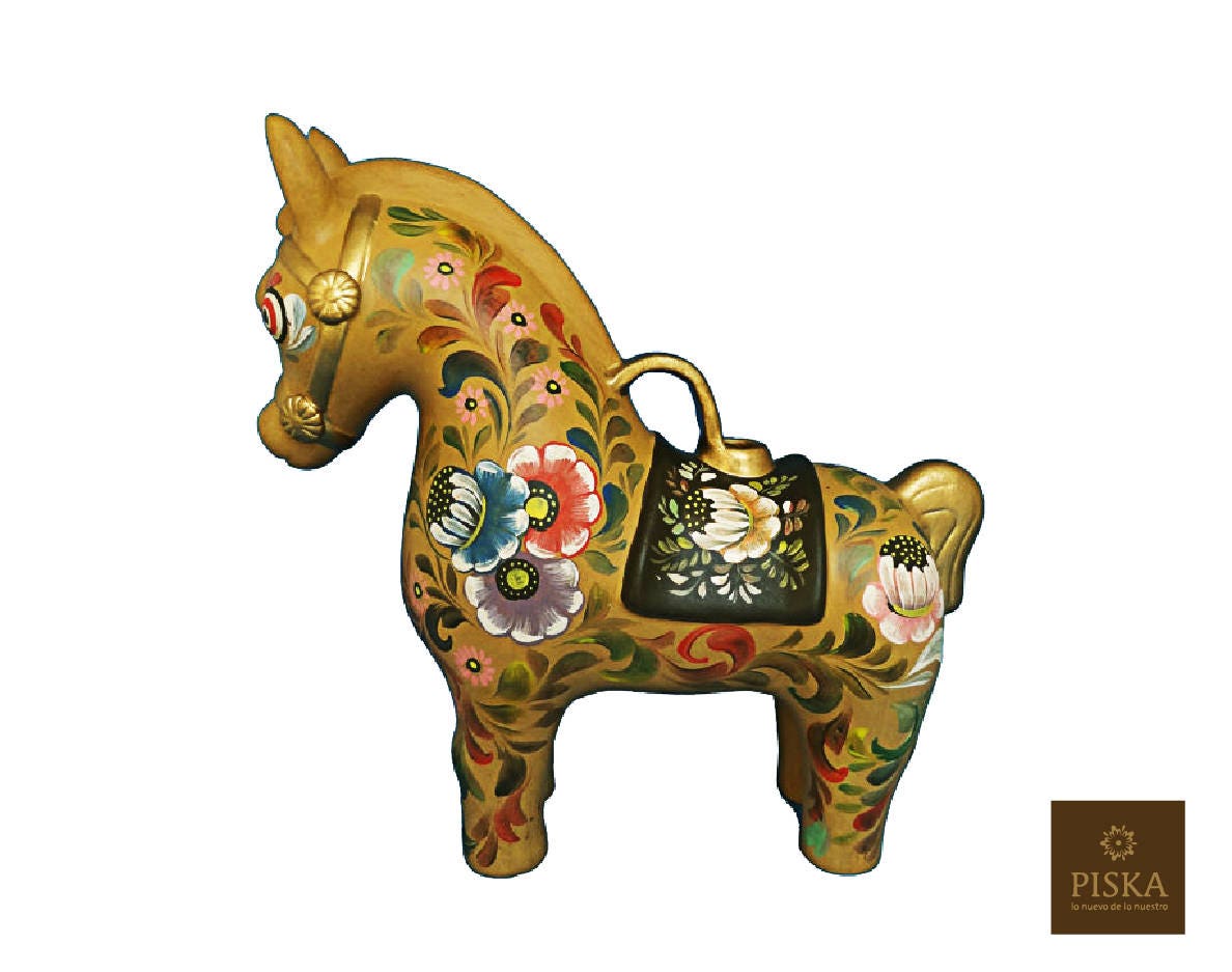 陶器に半絵付けされた馬 - 高さ 12.6 インチ、置物、陶芸彫刻