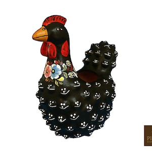 Hen Hanpainted in Ceramic - 11.8&quot; High, figurine, porttery Sculpture, Made in Peru