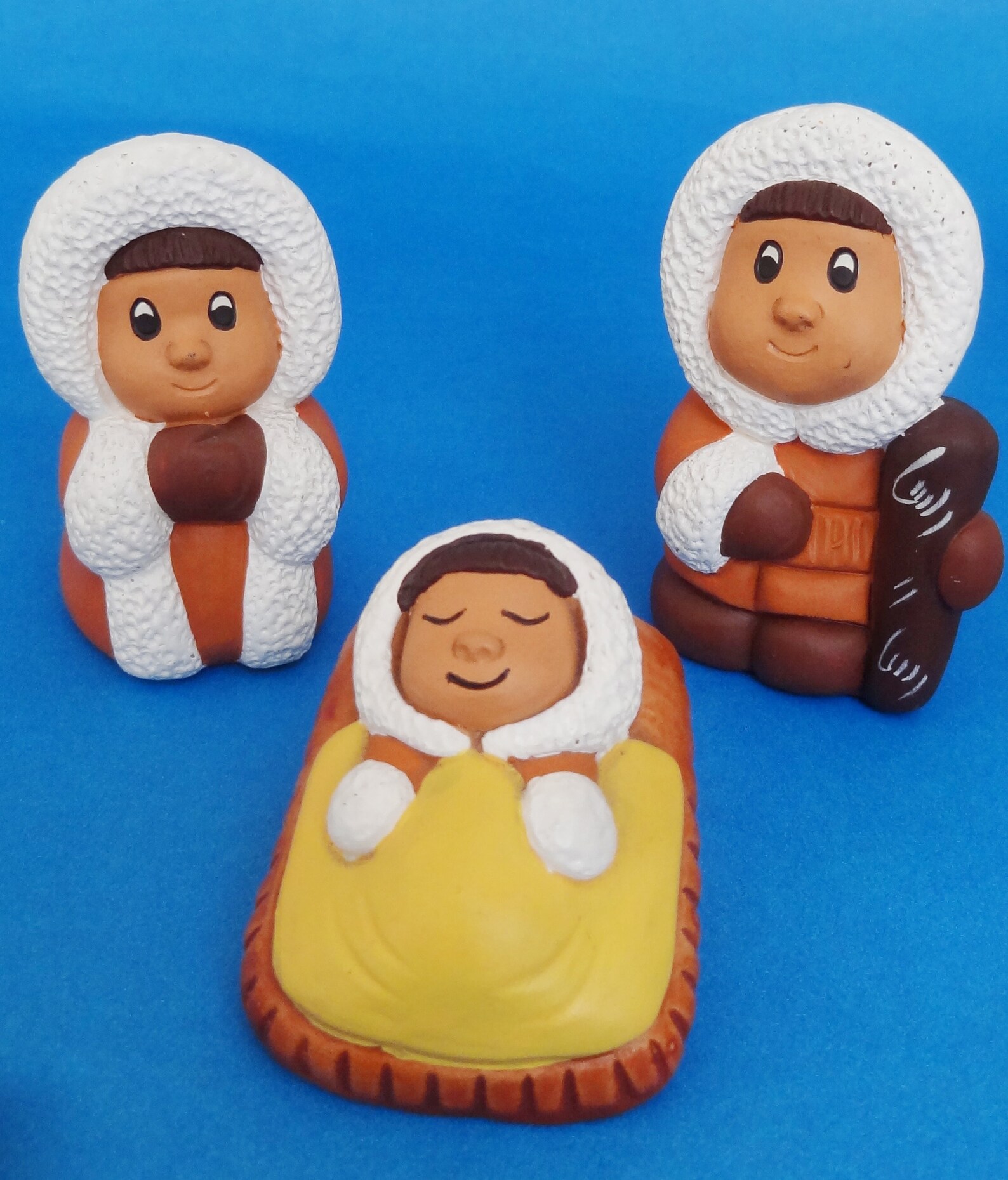 Eskimo Nativity Scene Handmade in Clay 5 characters | Etsy