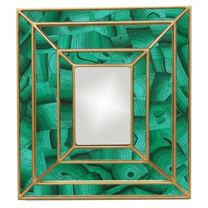 Malachite Accent Mirror, triple frame, pattern in Reverse painted Glass (verre eglomisé) Made to Order, CUSTOM BESPOKE LUXURY Styles