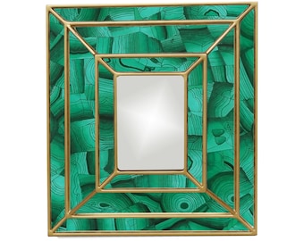 Malachite Accent Mirror, triple frame, pattern in Reverse painted Glass (verre eglomisé) Made to Order, CUSTOM BESPOKE LUXURY Styles