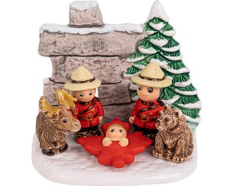 Belén canadiense hecho a mano: Policía Montada de arcilla, Inukshuk