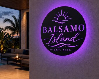 Personalized Round LED Metal Sign: Tropical Waterproof Decor