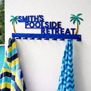 Personalized Palm Tree Towel Rack: Powder Coated Tropical Decor