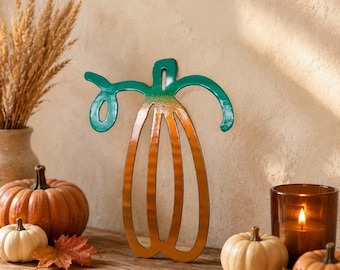 Pumpkin Doodle Metal Wall Art or Door Hanger Sign with Powder Coat