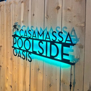 Letrero Personalizado de Oasis con Palmera con LED | Decoración para Patio | Decoración de Palmeras | Decoración Tropical para el Hogar