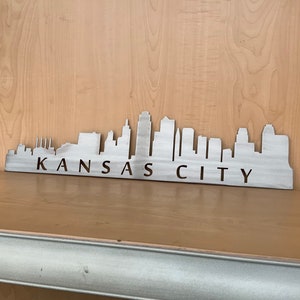 Kansas City Skyline Metal Wall Art &#39;Whole City&#39; with Powder Coat Fade - Lots of Colors Available