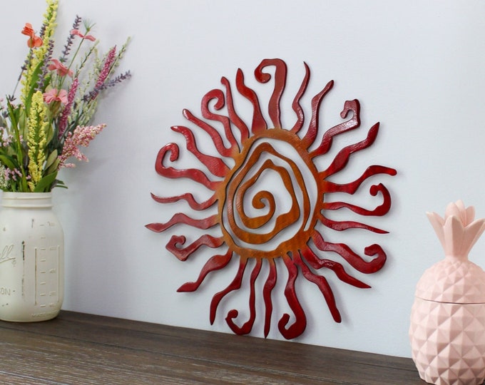 22 Wacky Sun Metal Wall Art in Red/orange Fade in Stock Now and Ready