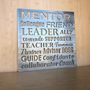 Mentor Teacher Metal Wall Art - 14ga Steel, Lots of Color Options, Powder Coated