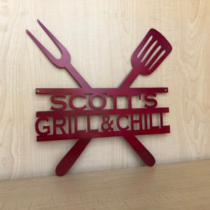 BBQ Grill Sign Metal Wall Art | Smoker and Grilling Gift | Gift For Him | Outdoor Decor | Personalized Father's Day Gift