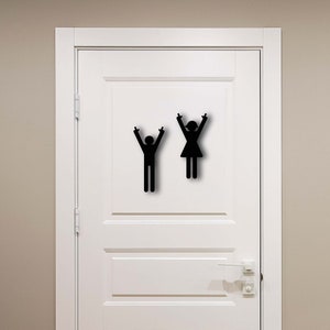 Playful Metal Bathroom Sign Figures: Restroom Door Decor - Set of 2
