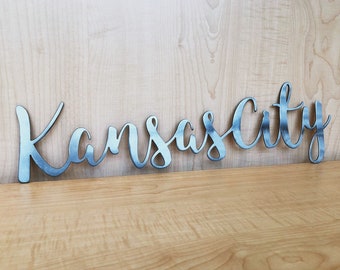 Kansas City Metal Wall Art Sign with Powder Coat - Lots of Colors Available | Home Decor Sign | KC, Missouri