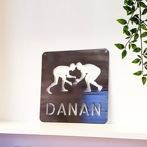 Wrestling Metal Wall Art with Name, Choose Your Powder Coat Color | Personalized | Custom | Gift for Coach | Wrestler Gift