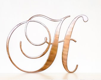 Fancy Monogram Metal Letter | Choose Your Letter | Script Monogram | Wreath Insert | Entryway Decor | Outdoor Home Decor