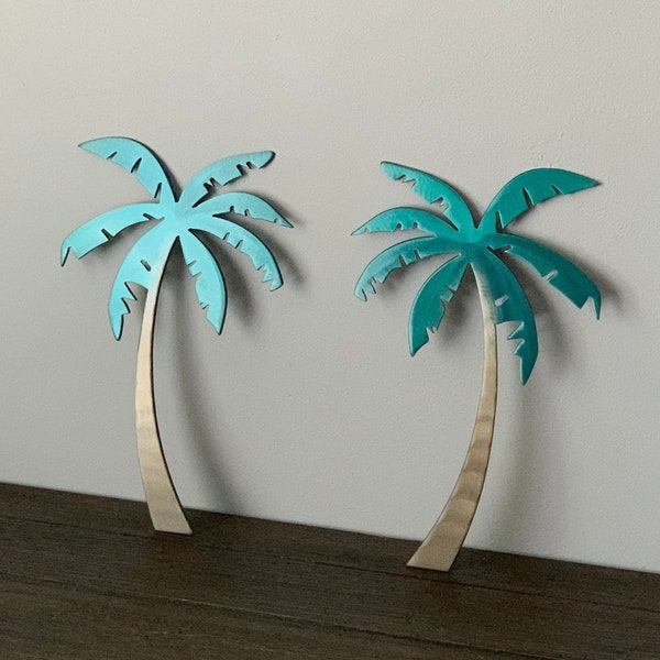 Metal Palm Tree Wall Art - Set of Two | Tropical Art | Beach House Decore | Outdoor Home Deocr | Palm Wall Decor | Coastal Made in USA