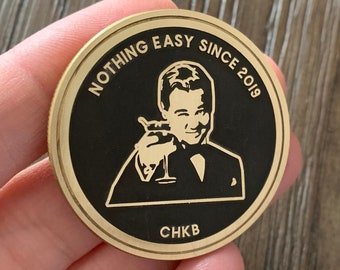 Engraved Face Silhouette Brass Challenge Coin | Meme Coin | 40mm Brass Custom Coin | Portrait