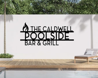 Personalized Bar & Grill Sign Metal Wall Art | Outdoor Patio Decor | BBQ Grill Sign | Grilling Gift | Gift for Him | Spring Home Decor