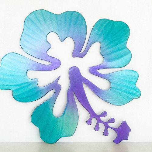 Hawaiian Hibiscus Flower Metal Wall Art Hawaii Tropical Etsy