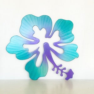 Hibiscus Metal Wall Art | Unique Tropical Beach House Decor | Flower Art Home Decor