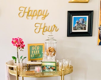 Happy Hour Metal Wall Art: Bar Cart Decor