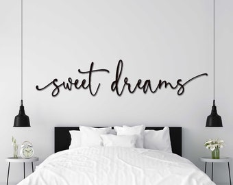 Sweet Dreams Metall Wandbild, 2 Stück Schild mit Pulverbeschichtung | Schlafzimmer Dekor | Master Schlafzimmer Wanddekoration | Gute-Nacht-Traum-Zeichen | Bauernhaus