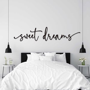 Sweet Dreams Metal Wall Art, 2 Piece Sign with Powder Coat | Bedroom Decor | Master Bedroom Wall Decor | Bedtime Dream Sign | Farmhouse