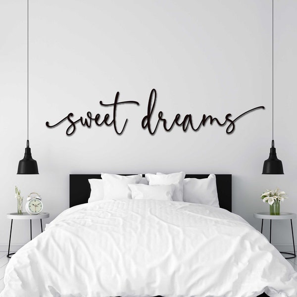 Sweet Dreams Metal Wall Art, 2 Piece Sign with Powder Coat | Bedroom Decor | Master Bedroom Wall Decor | Bedtime Dream Sign | Farmhouse