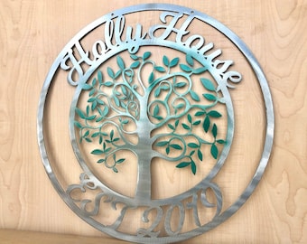 Personalized Welcome Sign Tree Door Hanger Metal Wall Art | Door Hanger Wreath Home Decor | Fall Tree Of Life