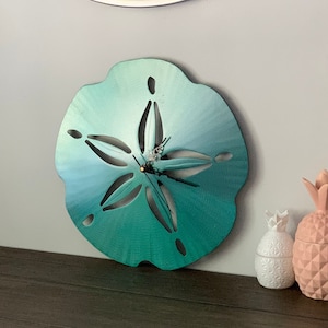 Reloj de dólar de arena de metal - 35,5 cm / Recubrimiento en polvo / Decoración para el hogar hecha a mano / Decoración para casa de playa tropical