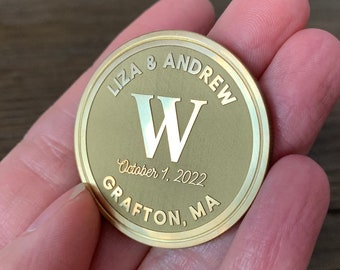 Wedding Engraved Brass Coin | Wedding Favor Coin | Anniversary Gift | Wedding Gift | Valentines Day Gift