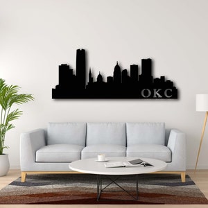Oklahoma City OKC Skyline Metal Wall Art with Powder Coat, 34 Color Options | Home Decor | City Skyline | Housewarming Gift | Moving Gift
