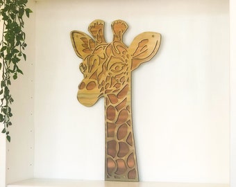 Giraffe Metal Wall Art, Dual Layer