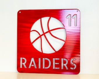 Metal Basketball Wall Art with Name, Choose Your Powder Coat Color | Personalized | Custom | Basketball Trophy | Gift for Coach