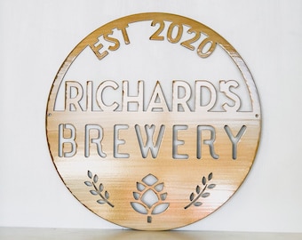 Personalized Brewery Metal Wall Art Sign | Home Brewer Decor | Bar & Man Cave Gift For Him |