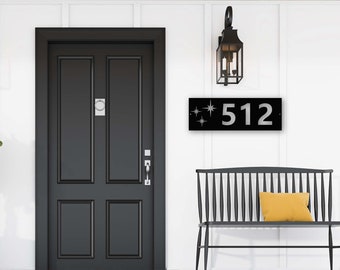 Mid Century Modern House Number Metal Sign, Powder Coated | Outdoor Address Sign | Custom Address Sign | Retro Outdoor Decor
